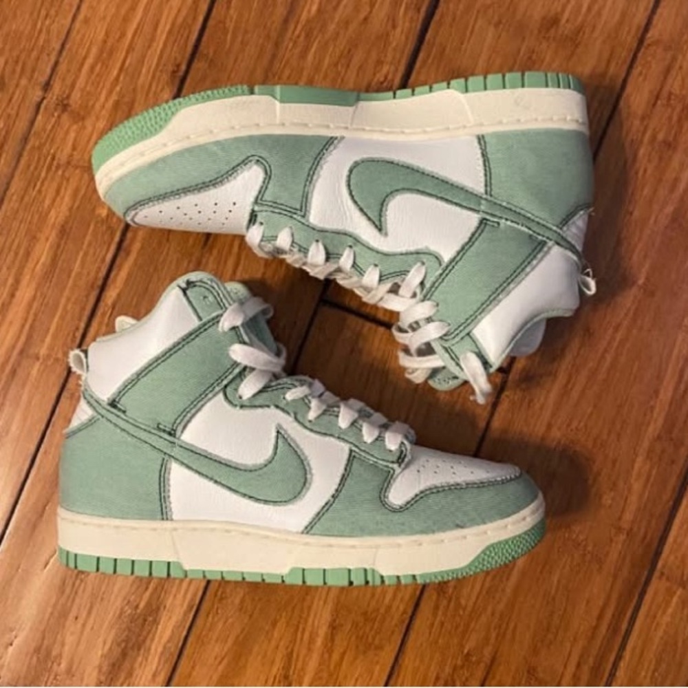 Nike Green and white distressed Dunks